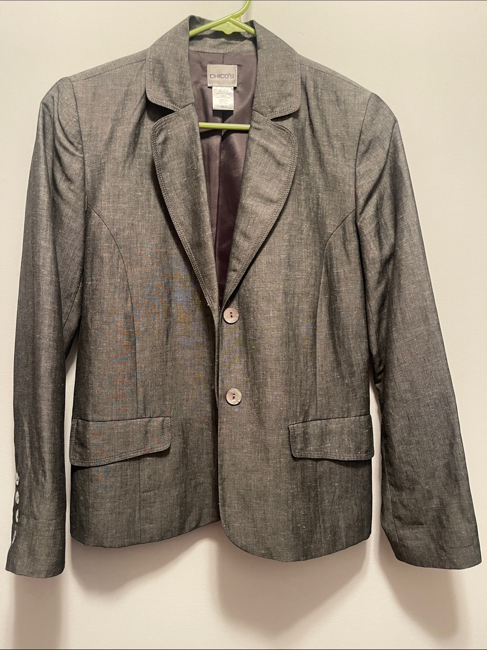 Chico's Heather Gray Women's Blazer - Two-Button Tailored Jacket